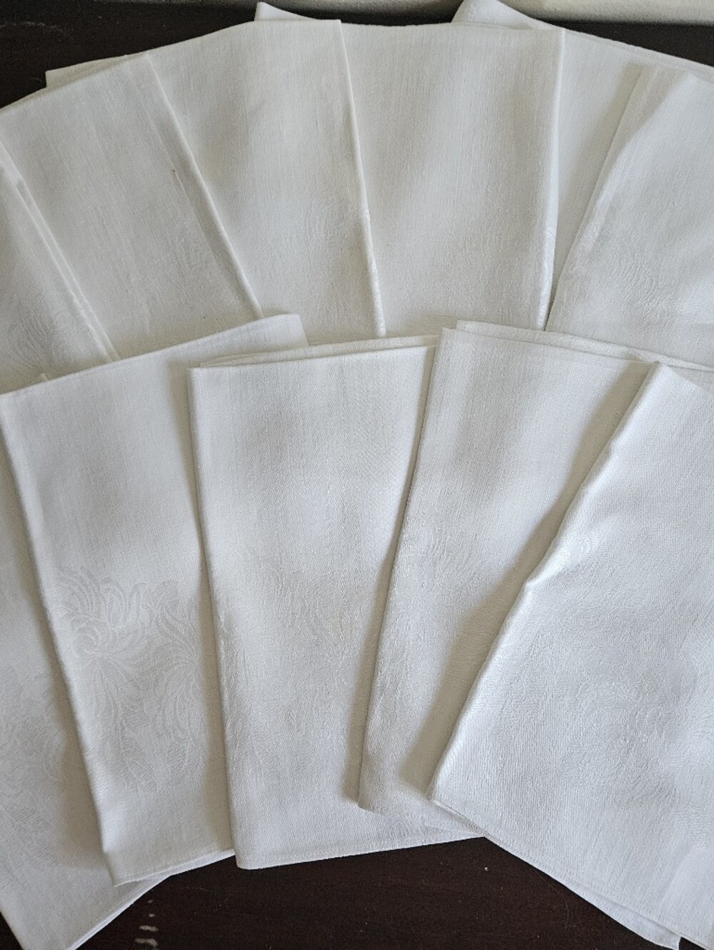 12 Vintage Double Damask Cloth Dinner Napkins Chrysanthemum Pattern 22" Lovely!